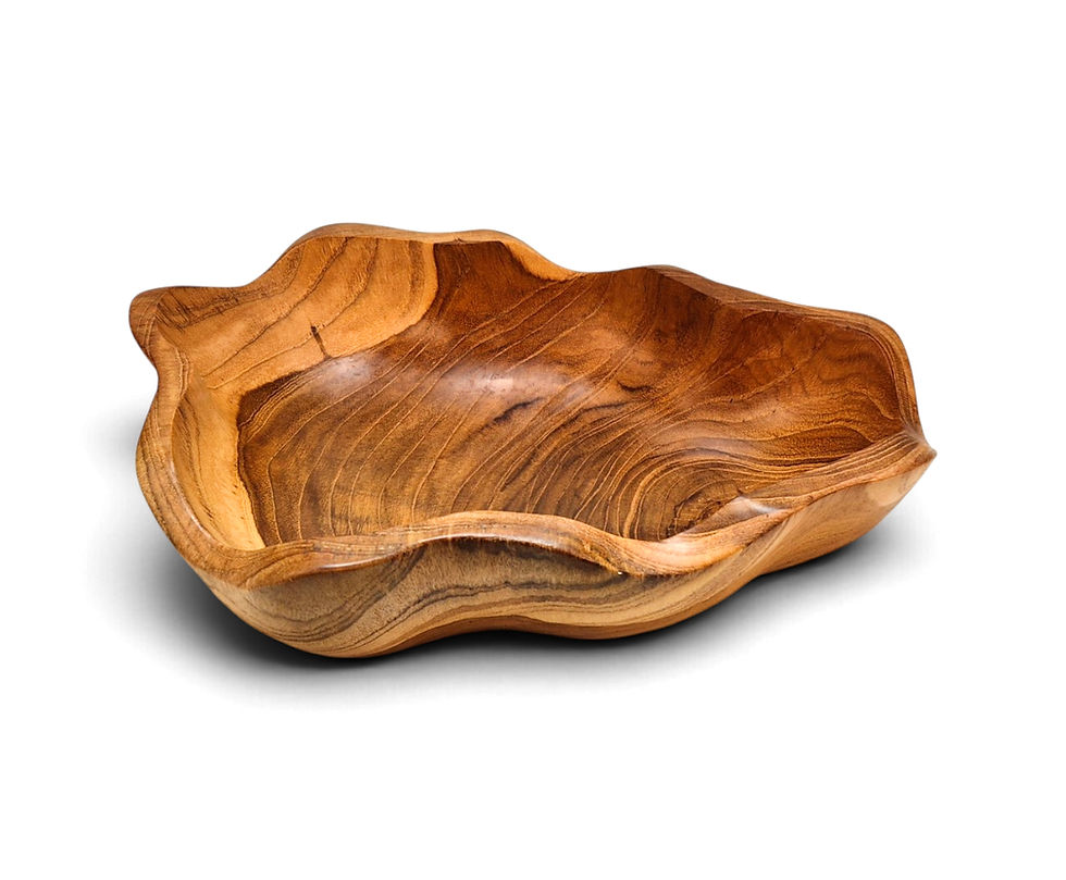 Thumbnail: Freeform teak chip bowl with naturally varied wood grain