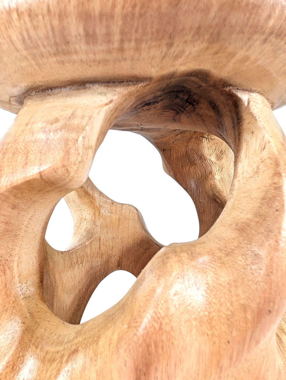 Thumbnail: Opposite side of the wooden stand revealing a new arrangement of open curves