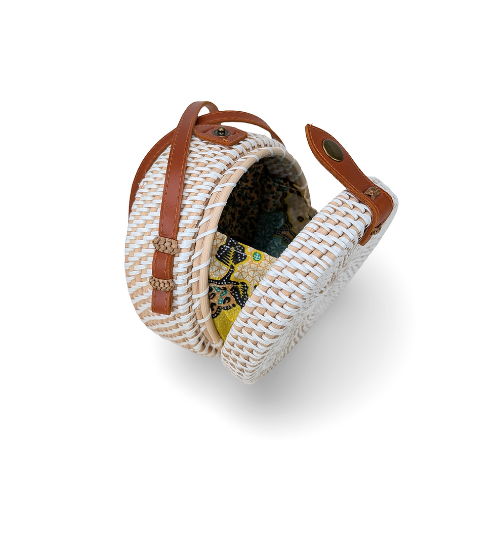 Thumbnail: Rattan Round Bag, Woven Wicker Purse, Boho Crossbody Bag, Straw Circle Bag