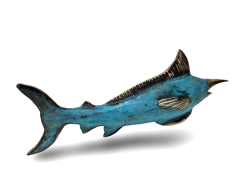 Thumbnail: Brass Marline Figurine, Fish Metal Art, Fish Sculpture, Fish Art Collectable