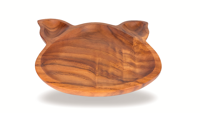 Cat Shaped Plate, Wood Cat Plate, Wooden Cat Plate, Teak Cat Plate, Cat Plate