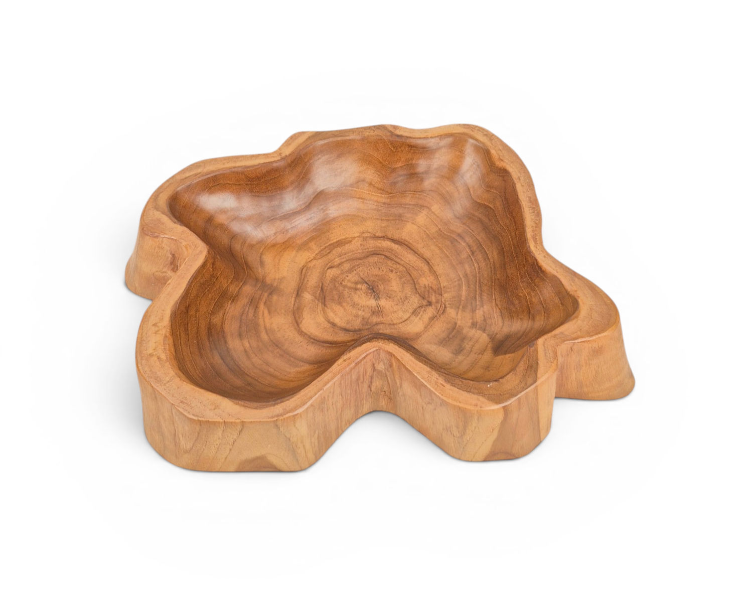 Carved wooden key bowl with organic edges