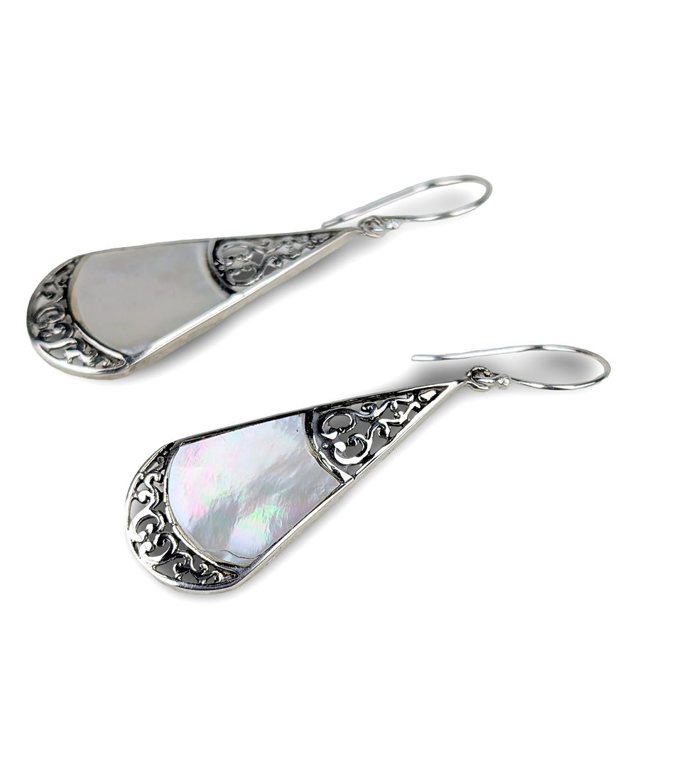 Thumbnail: Mother Of Pearl Earrings, Teardrop Dangle Earrings, Silver Teardrop Earrings
