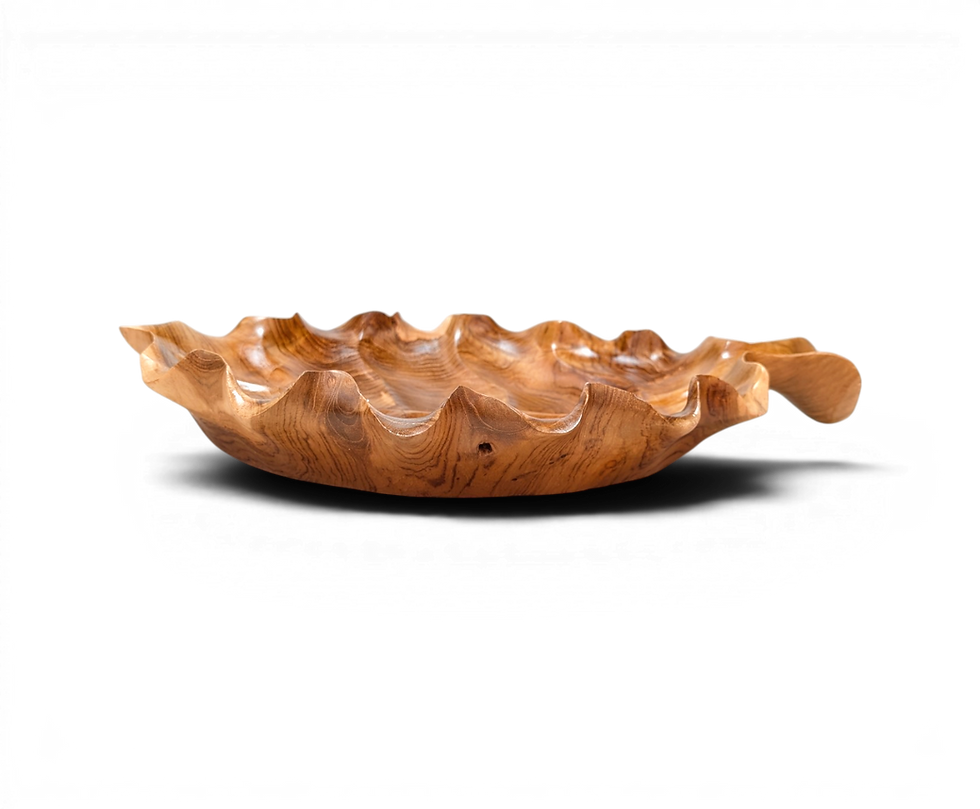 Thumbnail: Long wooden leaf tray for dining table, coffee table, or kitchen island display
