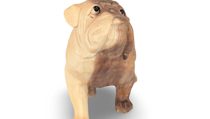Bulldog Statue, Wood Bulldog Statue, Bulldog Figurine, Handcarved Bulldog