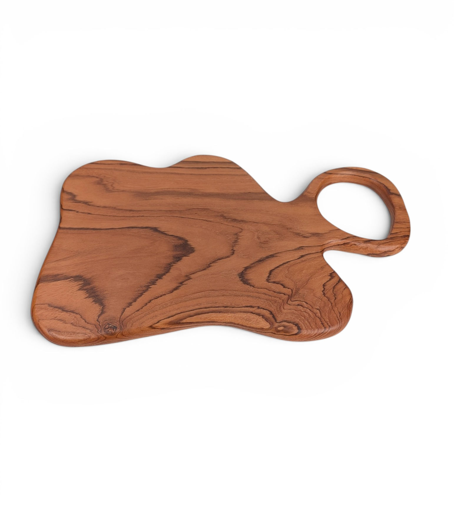 Teak charcuterie board shaped like an elephant