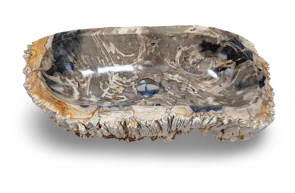 Thumbnail: Petrified Wood Sink: Live Edge Fossil Stone Wash Basin