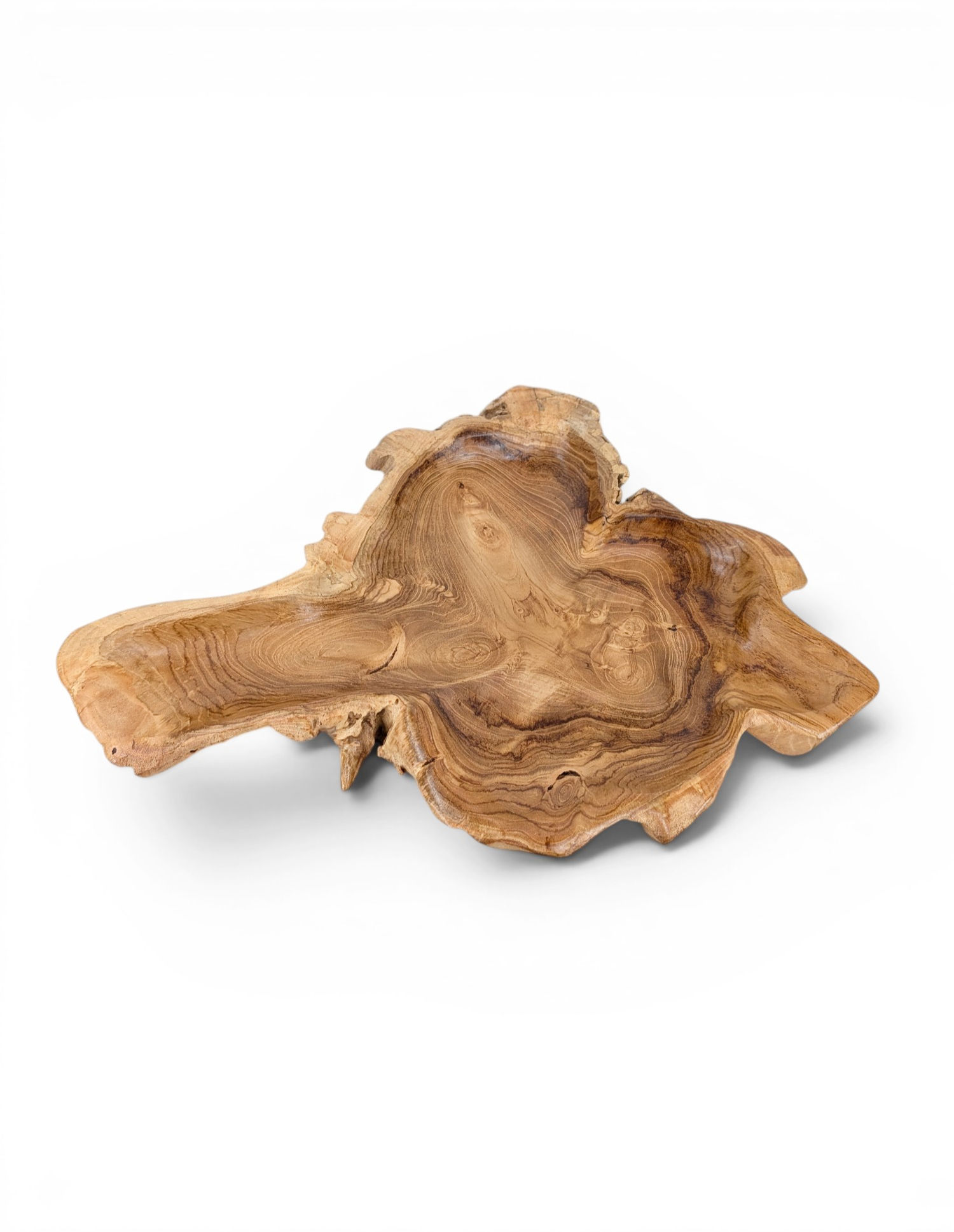 Hand-carved teak centerpiece bowl with live edge