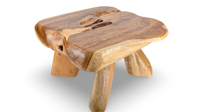 Rustic Teak Stool, Handcrafted Teak Stool, Handmade Wood Stool