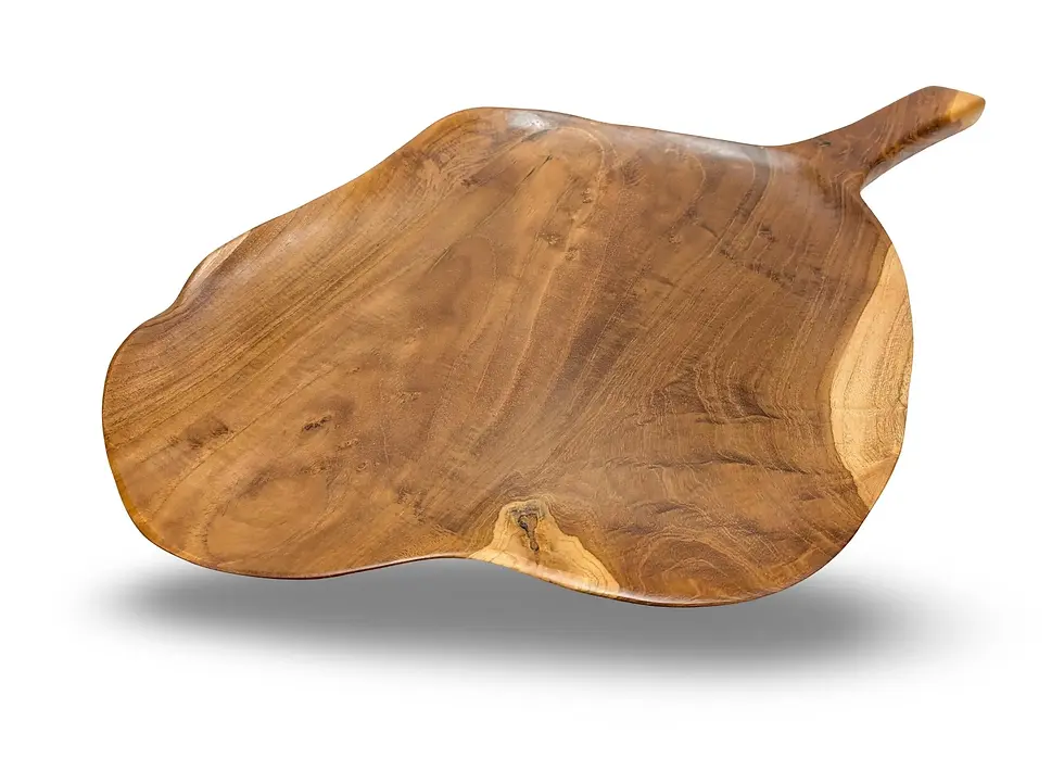 Thumbnail: Live Edge Serving Board: Rustic Teak Wood Pizza Peel
