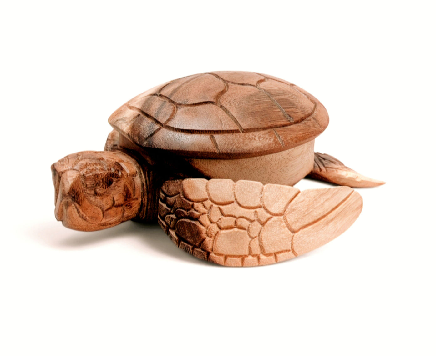 Hand-Carved Indonesian Teakwood Turtle Keepsake Box – Nautical Jewelry Organizer