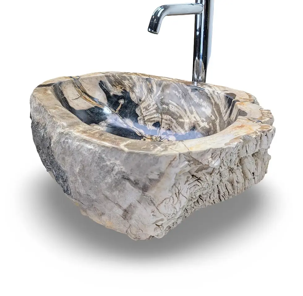Thumbnail: Petrified Wood Vessel Sink - Raw Edge Tabletop Wash Basin