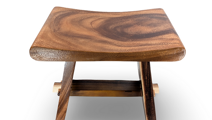 Carved Teak Stool, Boho Teak Stool, Boho Wood Stool, Handmade Teak Stool
