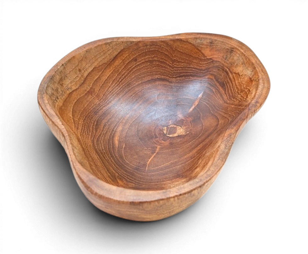 Thumbnail: Wide teakwood bowl with layered brown grain patterns