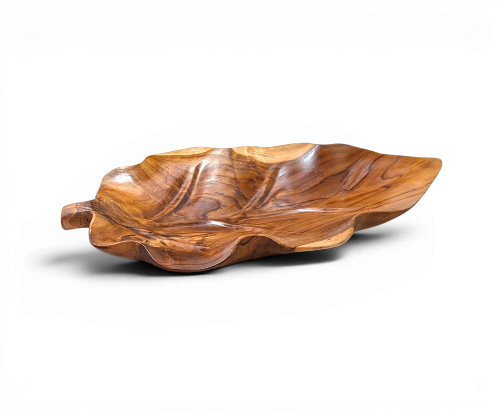 Thumbnail: Artisan Teakwood Leaf Serving Tray | Hand-Carved Decorative Platter from Bali