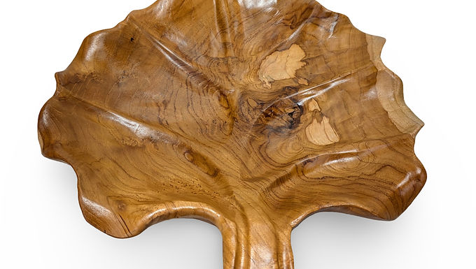 Organic Teak Wood Platter, Wood Turned Platter, Live Edge Plate, Leaf Plate
