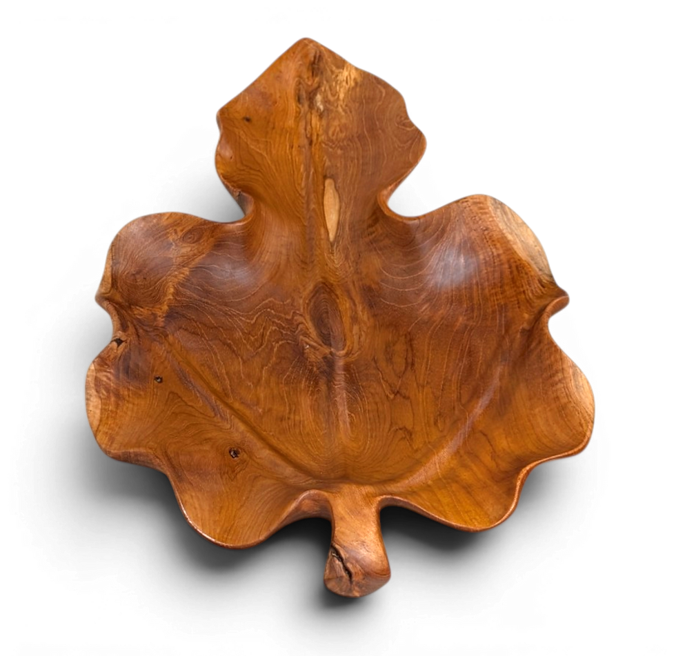 Thumbnail: Decorative leaf-shaped hardwood platter for table display