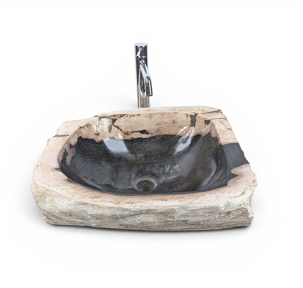 Thumbnail: Petrified wood sink with drain opening