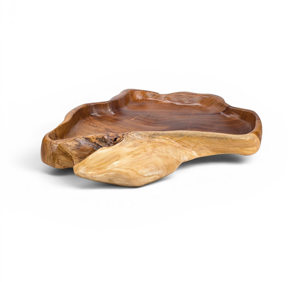 Thumbnail: Natural-edge solid teak display bowl