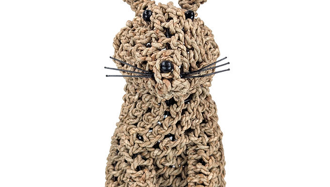 Handwoven Rabbit Figurine, Handcrafted Rabbit Statue, Seagrass Rabbit Figurine