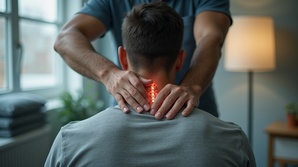 Eye-level view of a chiropractor adjusting a patient's spine