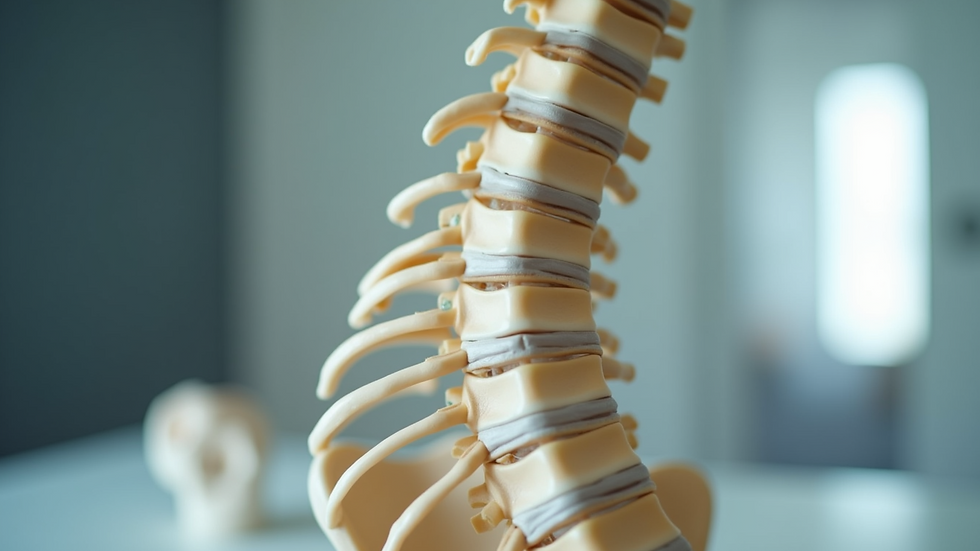 Close-up view of a spine model used for chiropractic education