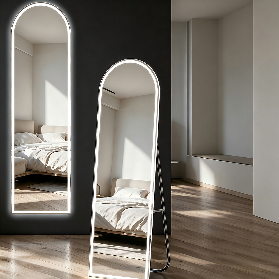 섬네일: VAN002 - LED Full-Length Floor Mirror with Lights – 3 Color Adjustable