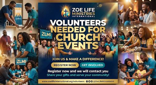 Volunteers Needed For Church Events - Register Now & We Will Contact You!