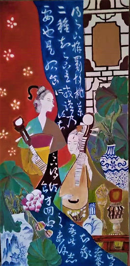Pipa Thoughts
花瓷间之琵琶思 | Acrylic