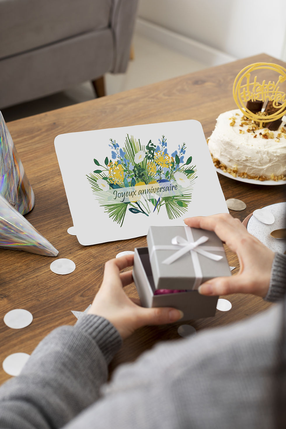 Carte anniversaire fleurs