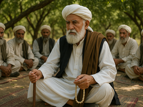 Pashtun men gather in a Jirga assembly