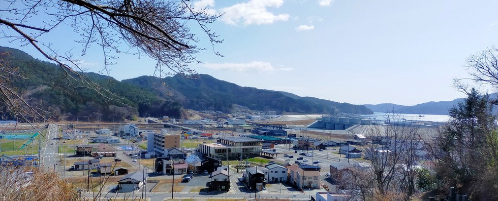 岩手県大槌町、城山からの景色(2023年3月27日撮影)