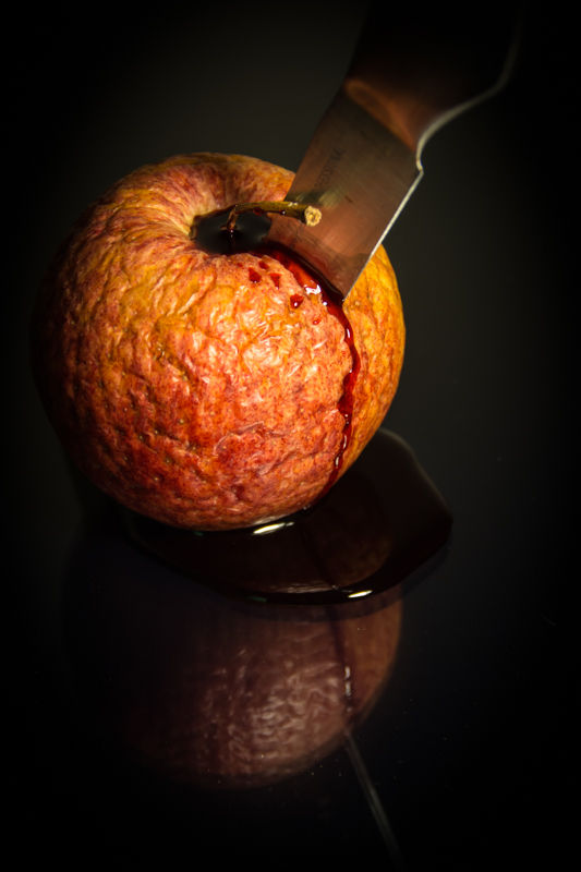 An apple red as blood