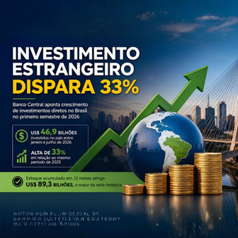Investimento direto no Brasil avança 33% e supera expectativas