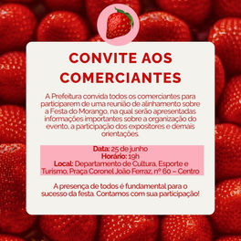 Convite aos Comerciantes para Festa do Morango