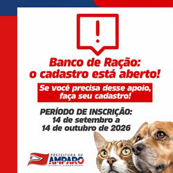 Cadastro aberto para o banco de ração