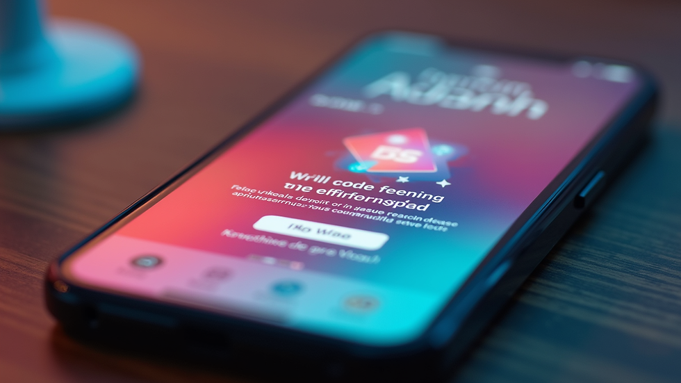 Close-up view of a smartphone displaying a vibrant social media ad with a clear call-to-action