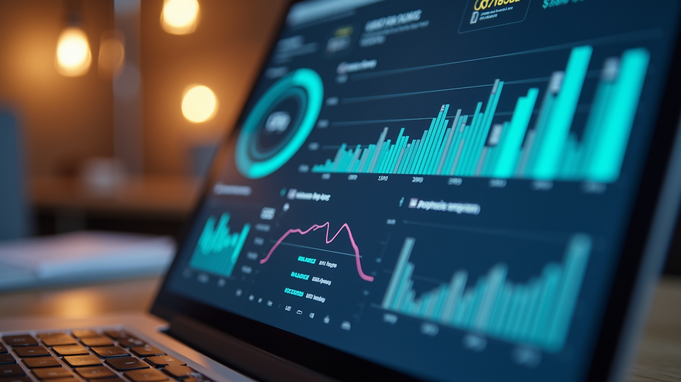 Eye-level view of a digital marketing dashboard on a laptop