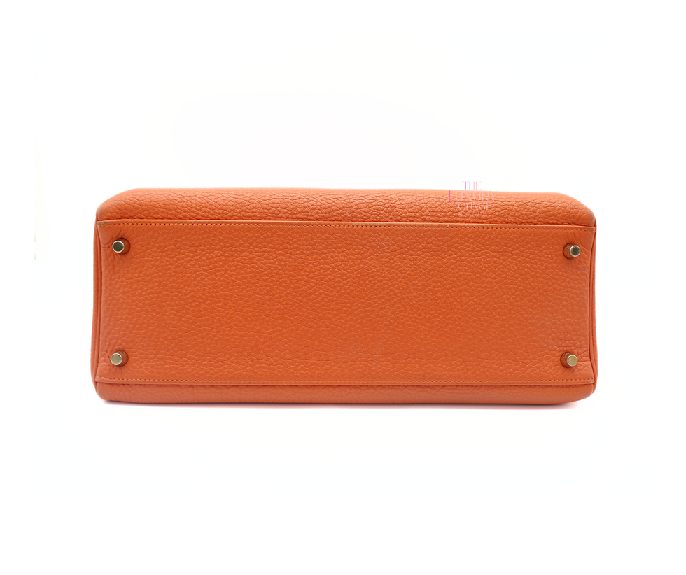 Thumbnail: Hermes Kelly 32 Retourne Togo in Orange Gold Hardware