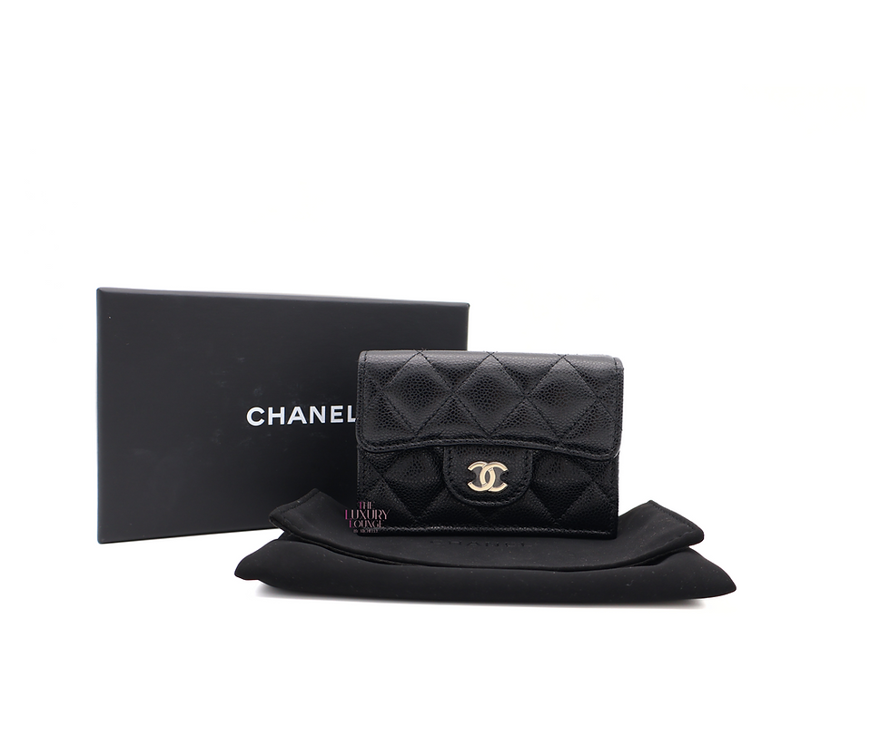 Thumbnail: Chanel Quilted Caviar Leather CC Flap Card Case in Black SHW