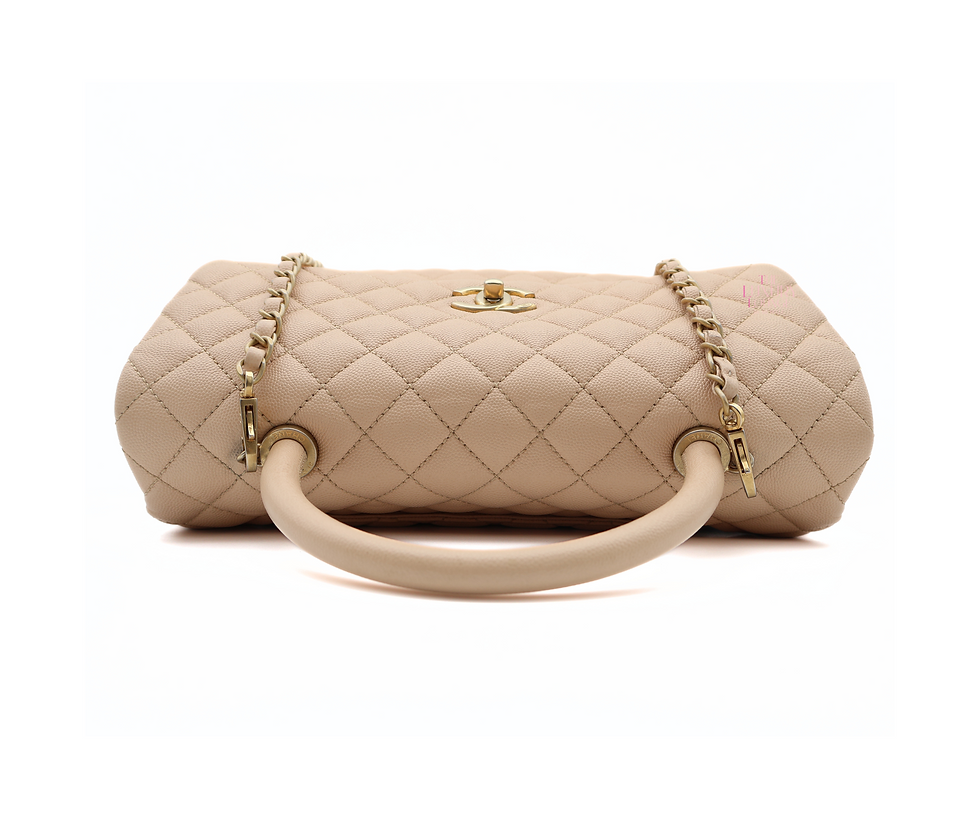 Thumbnail: Chanel Quilted Caviar Coco Top Handle Medium in Bege GHW