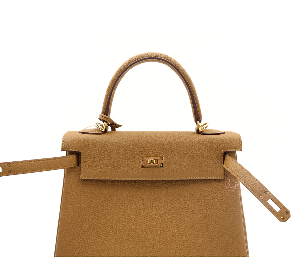 Thumbnail: Hermes Sac Kelly II Retourne 25 Veau Togo U8 in Bronze Dore GHW