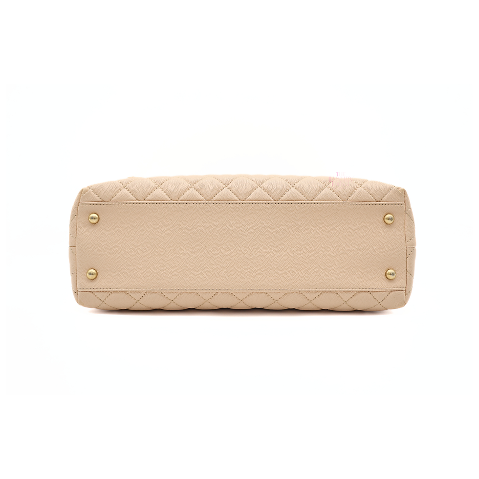 Thumbnail: Chanel Quilted Caviar Coco Top Handle Medium in Beige GHW