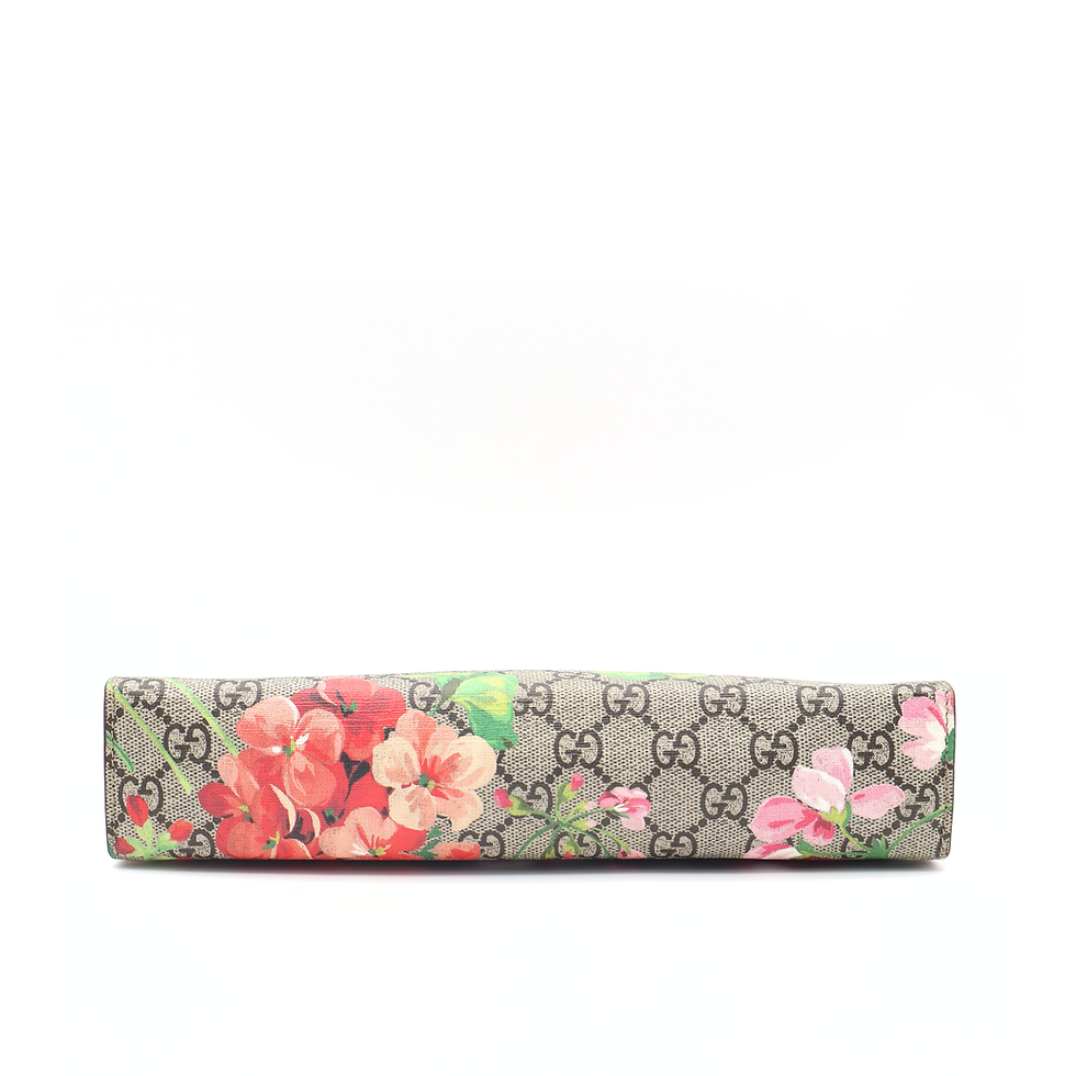 Thumbnail: Gucci GG Supreme Blooms Canvas and Leather Pouch/Clutch in Beige GHW