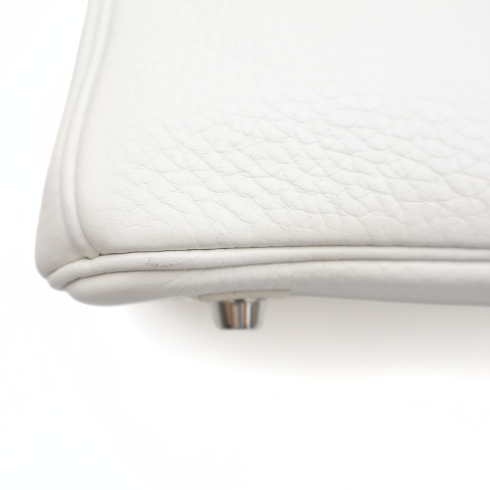 Thumbnail: Hermes Birkin 30 Retourne Clemence Leather in White PHW