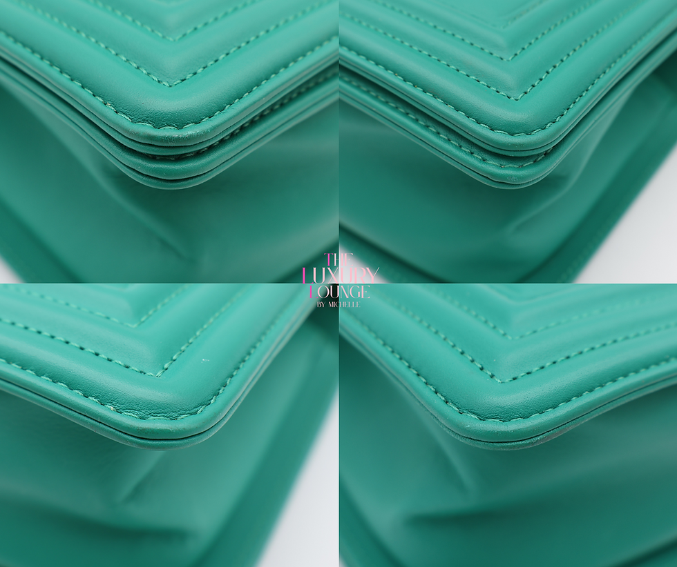 Thumbnail: Chanel Le Boy Old Medium Chevron Lambskin in Teal GHW