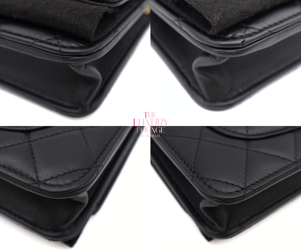 Thumbnail: Chanel Wallet on Chain Quilted Lambskin Studded 18KLucky Charms in Black GHW