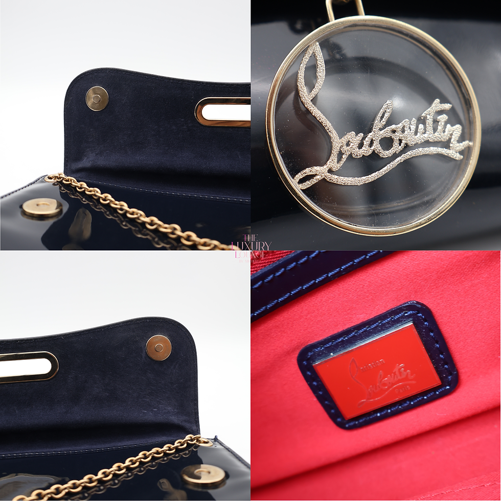 Thumbnail: Christian Louboutin Riviera Chain ClutchPatent Leather in Dark Blue GHW
