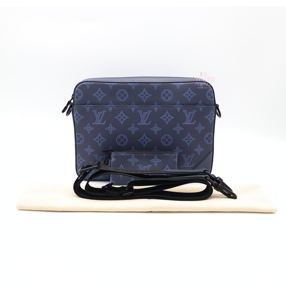 Thumbnail: Louis Vuitton Duo Messenger Bag in Navy Blue Monogram Shadow GHW