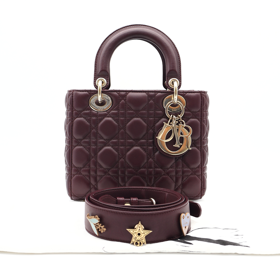 Thumbnail: Dior Lady Dior ABCDior Small in Burgundy CGHW